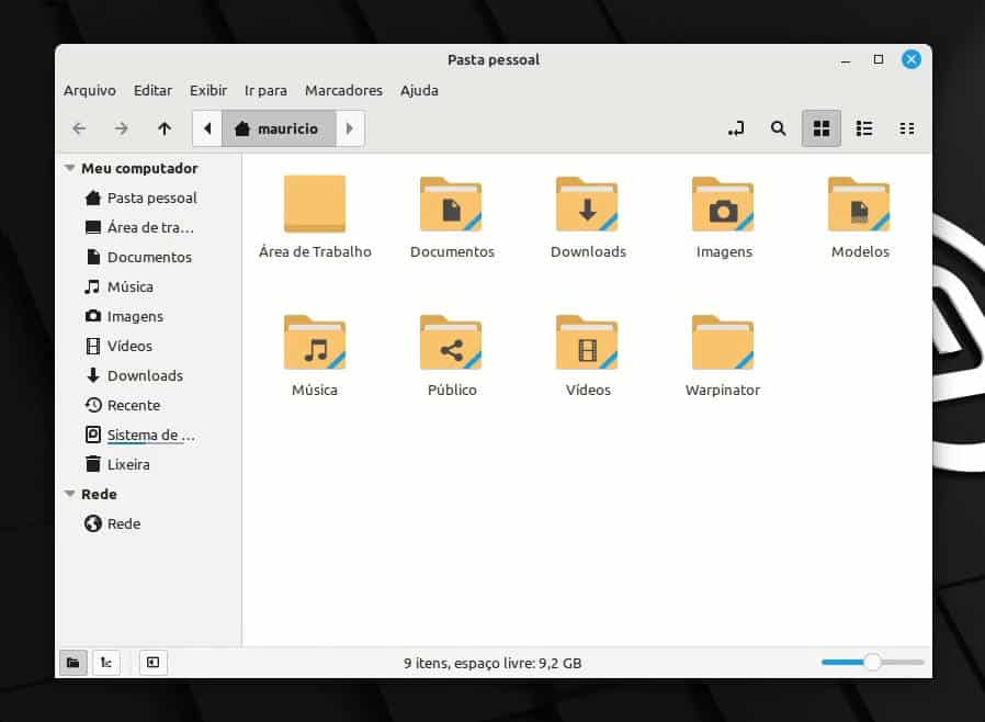 Linux Mint 21.1 Pastas